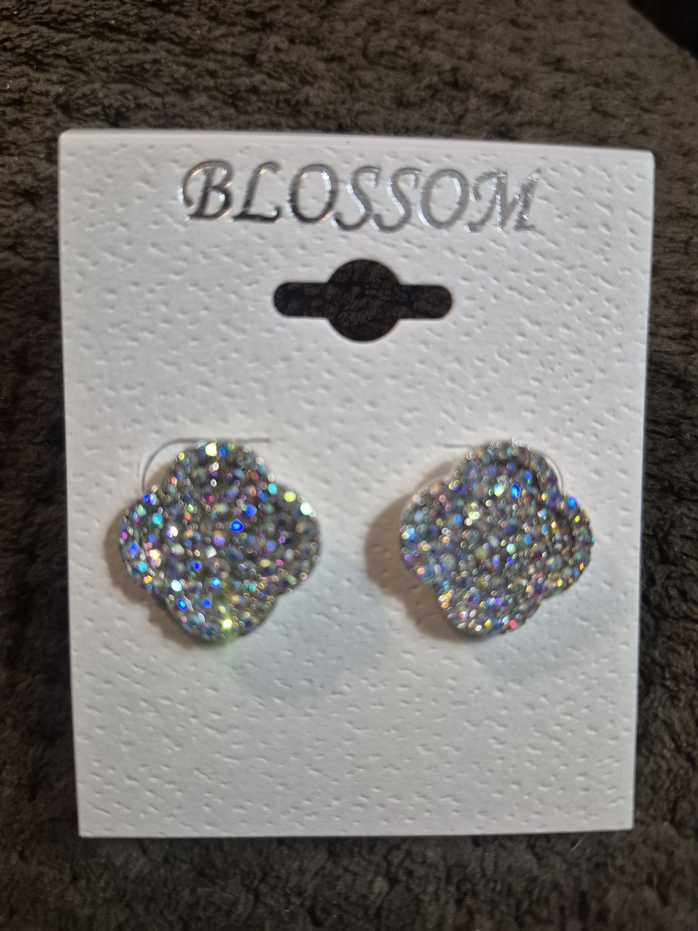 The Blossom Apparel Multi-Color Glitter Clover Stud Earrings
